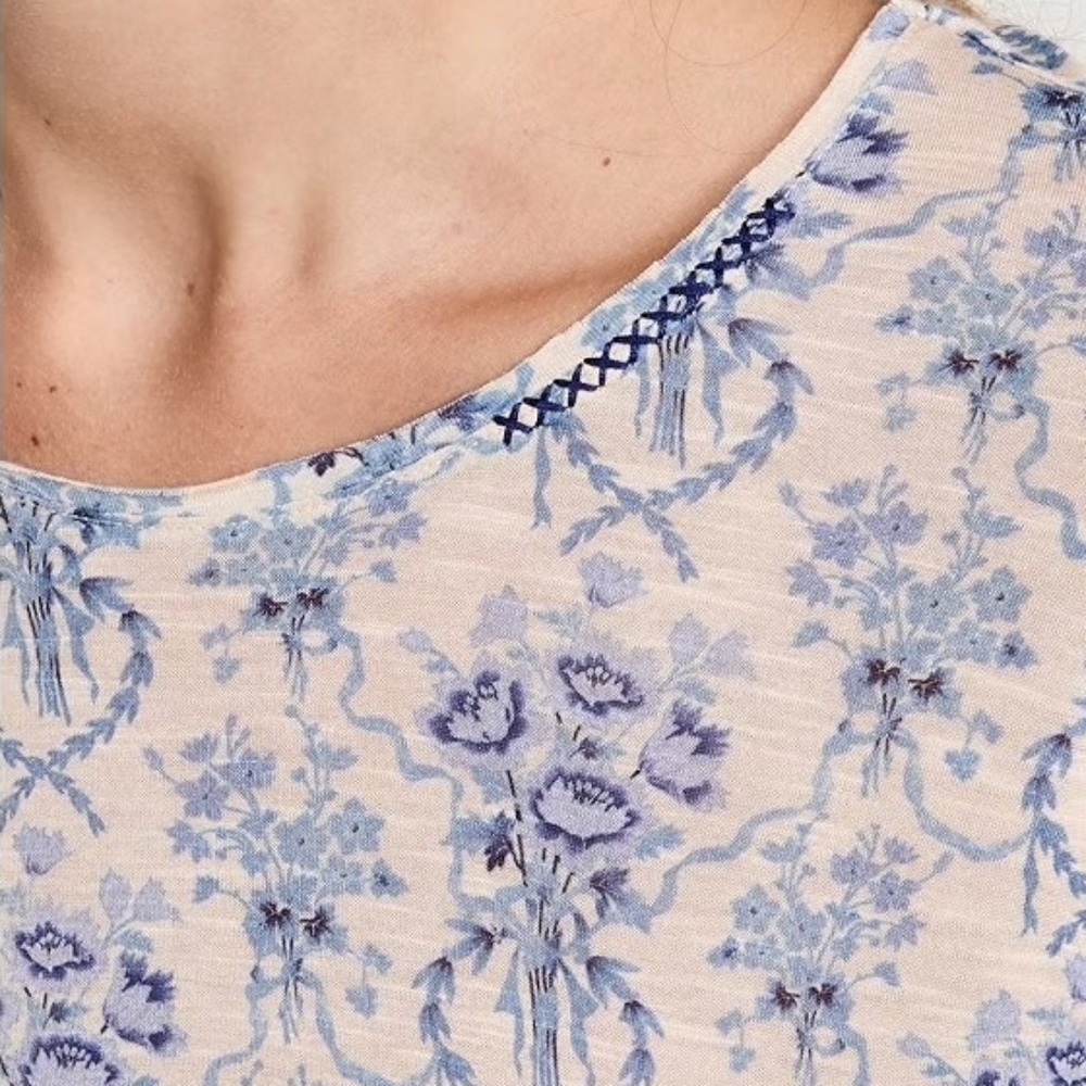 LoveShackFancy Girl's Mini Calix Tee Blue Frosted Shores Floral Print Size 12Y - Picture 11 of 11